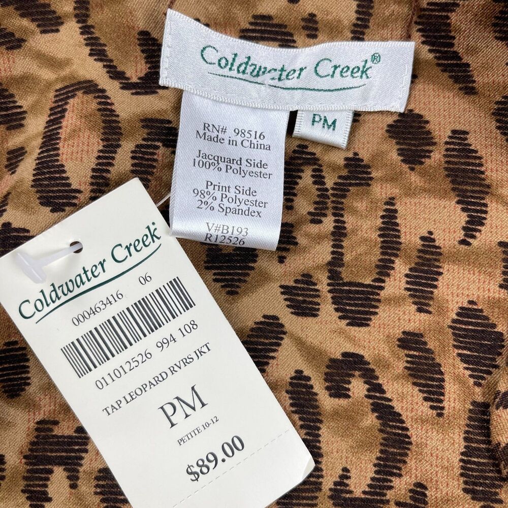 Coldwater Creek Reversible Open Front Jacket PM Medium Petite Animal Print - Picture 13 of 14